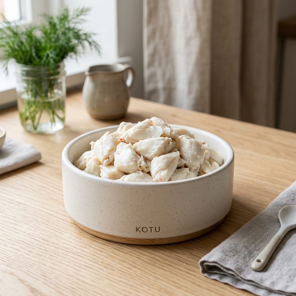 Beautiful freshly prepared 螃蟹 inside a modern pet food bowl