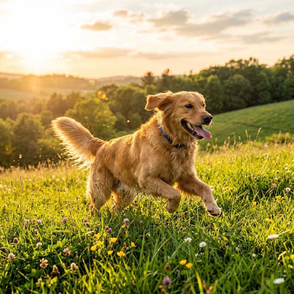 歡快的goldenretriever奔跑
