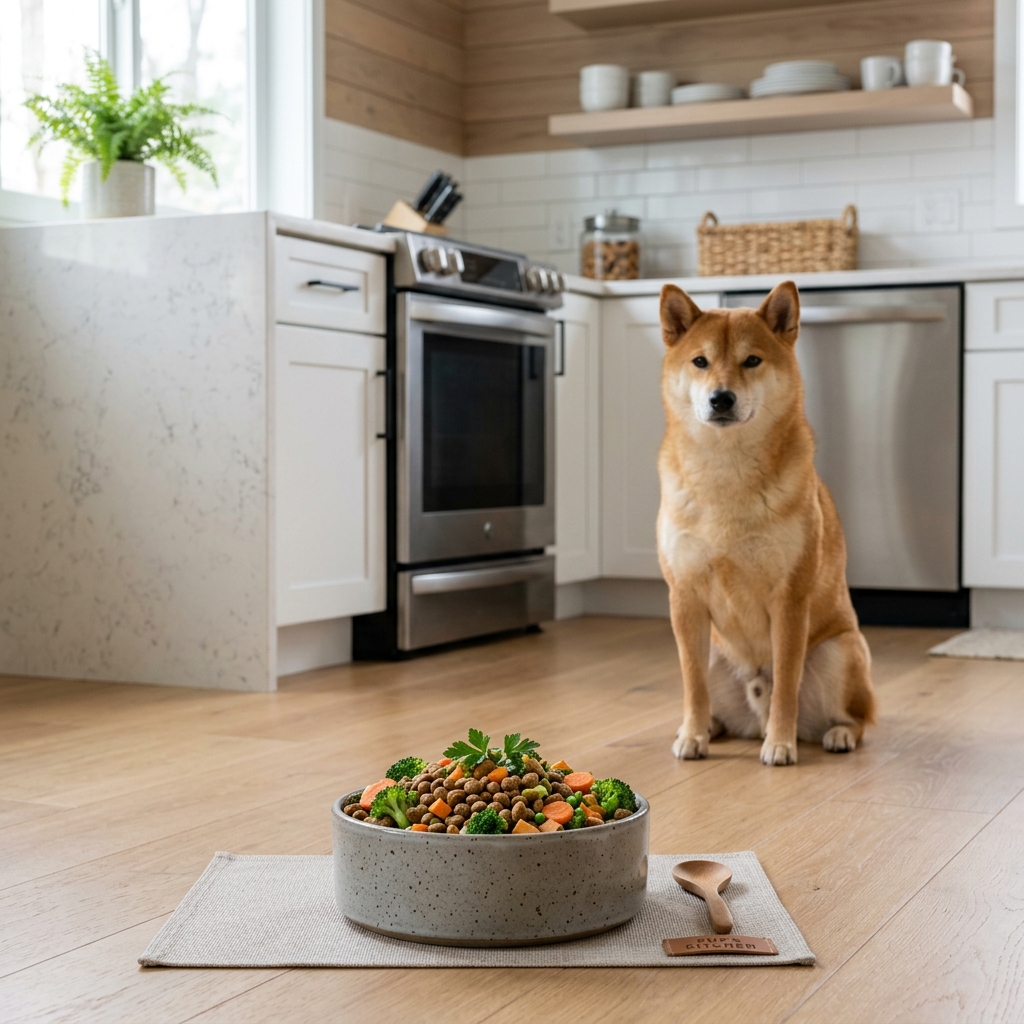 shibainu等待食物的